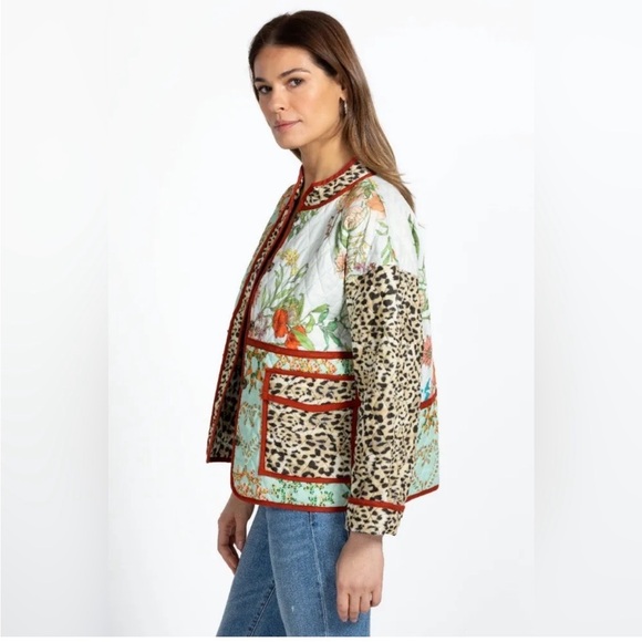 Johnny Was Liliana Quilted Pocket Coat Jacket Leopard Print Animal Cheetah XS/S - Picture 7 of 16